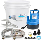 Tankless Water Heater Flushing Kit Includes 1/2HP Submersible Utility Water Pump,Two 3/4"GHT x 6' Stainless Steel Color Coded Hoses and 3.5Gallon Pail